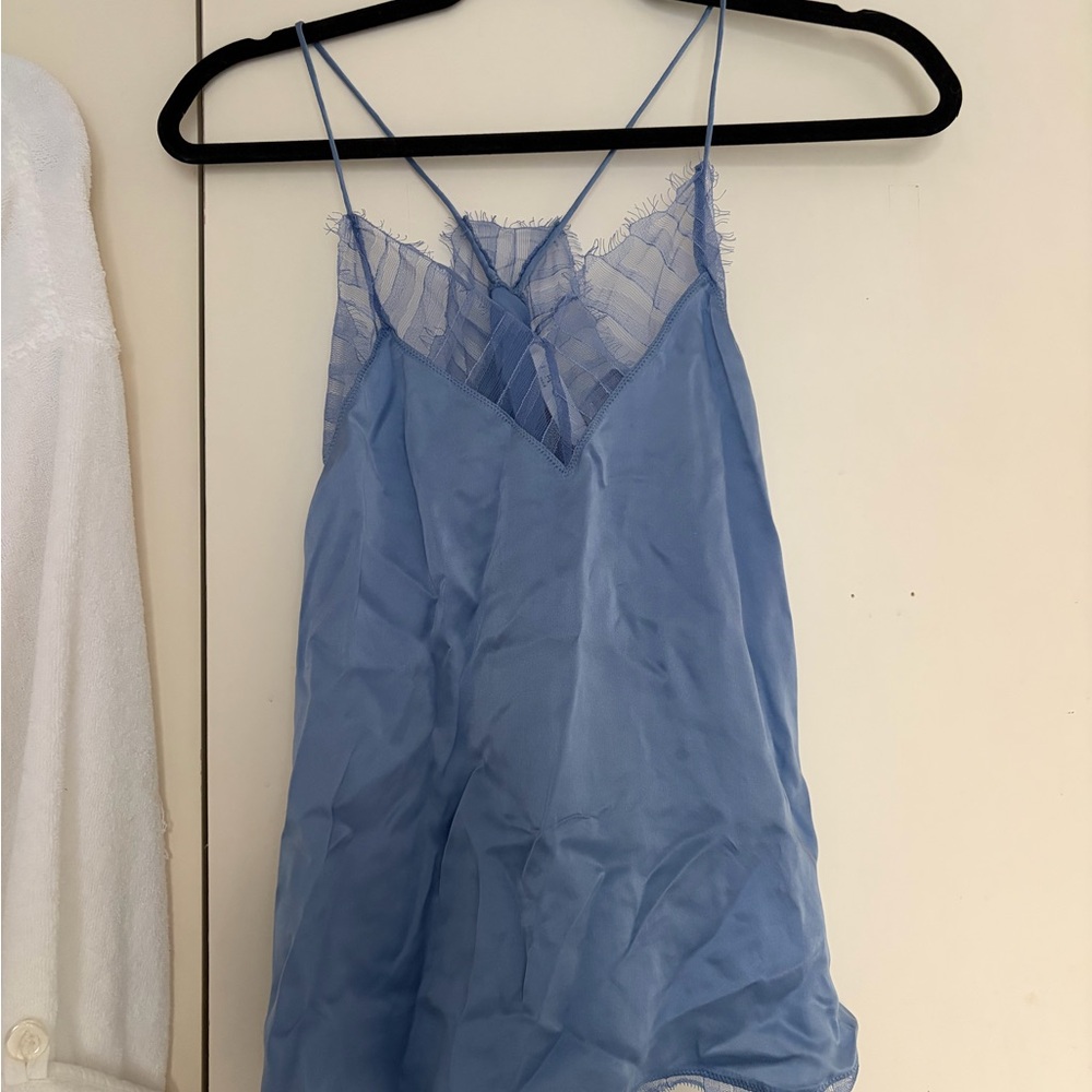 IRO Blue Lace Trim Tank Top
